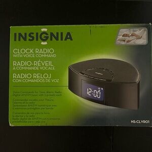 Insignia Black Clock Radio with Voice Command